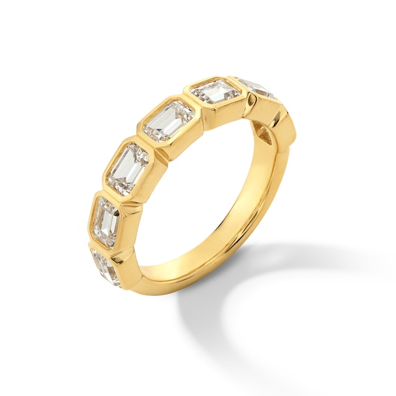 2 CT. T.w. Emerald-Cut Certified Lab-Grown Diamond Bezel-Set Seven Stone Anniversary Band in 14K Gold (F/Vs2)