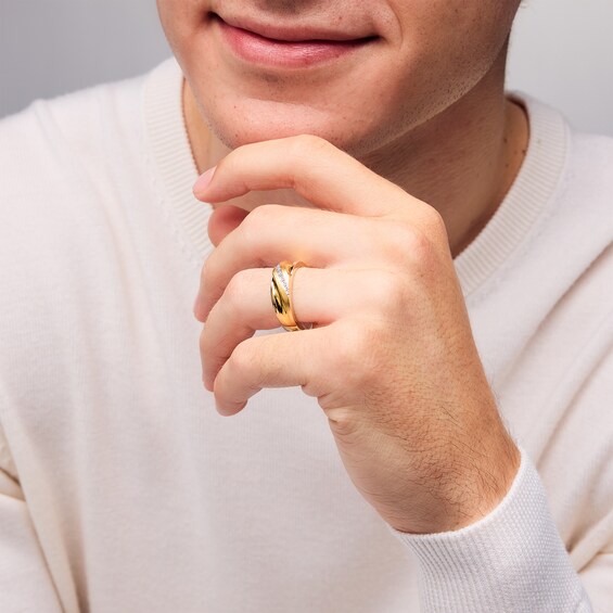 Diamond Accent Bypass Slant Ribbon Anniversary Band in 10K Gold