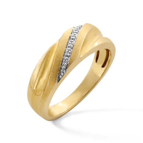 Diamond Accent Bypass Slant Ribbon Anniversary Band in 10K Gold