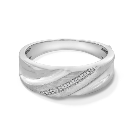 Diamond Accent Bypass Slant Ribbon Anniversary Band in 10K White Gold