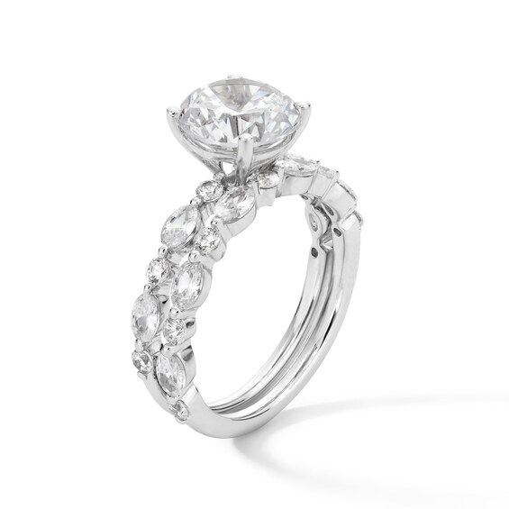 4 CT. T.w. Round and Oval Certified Lab-Grown Diamond Alternating Shank Bridal Set in 14K White Gold (F/Vs2)