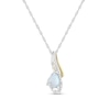 Thumbnail Image 2 of Pear-Shaped Lab-Created Opal and 1/15 CT. T.W. Diamond Split Ribbon Pendant in Sterling Silver and 10K Gold