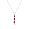 Thumbnail Image 1 of Marquise-Cut Lab-Created Ruby and White Lab-Created Sapphire Graduated Trio Swirl Drop Pendant in Sterling Silver
