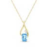 Thumbnail Image 1 of Elongated Cushion-Cut Swiss Blue Topaz and Diamond Accent Open Teardrop Pendant in 10K Gold