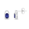Thumbnail Image 2 of Elongated Cushion-Cut Blue and White Lab-Created Sapphire Open Frame Stud Earrings in Sterling Silver