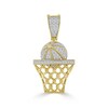 Thumbnail Image 1 of 1/5 CT. T.W. Diamond Basketball and Hoop Necklace Charm in 10K Gold