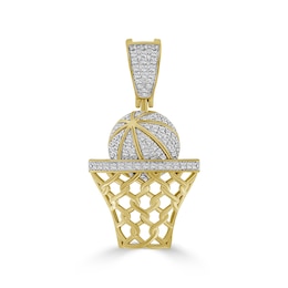 1/5 CT. T.W. Diamond Basketball and Hoop Necklace Charm in 10K Gold