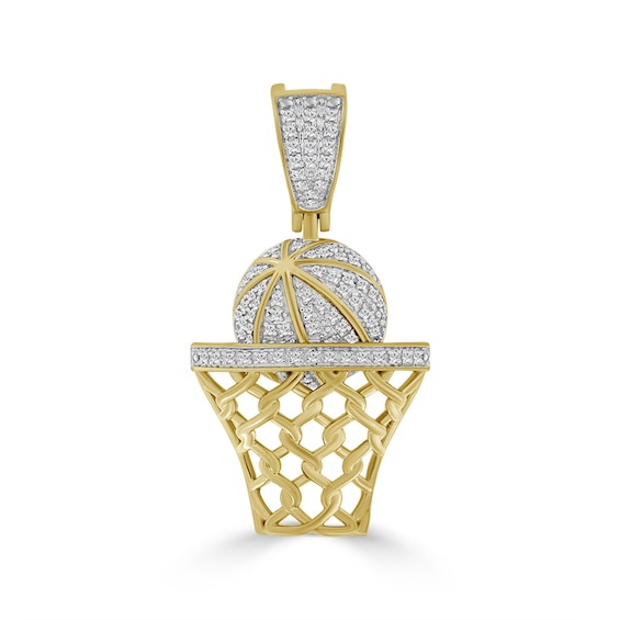 1/5 CT. T.w. Diamond Basketball and Hoop Necklace Charm in 10K Gold