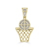 Thumbnail Image 2 of 1/5 CT. T.W. Diamond Basketball and Hoop Necklace Charm in 10K Gold