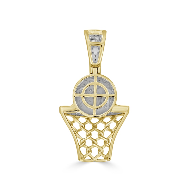 Main Image 2 of 1/5 CT. T.W. Diamond Basketball and Hoop Necklace Charm in 10K Gold
