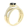 Thumbnail Image 2 of Oval Blue Sapphire and 5/8 CT. T.W. Diamond Double Row Crossover Orbit Ring in 10K Gold