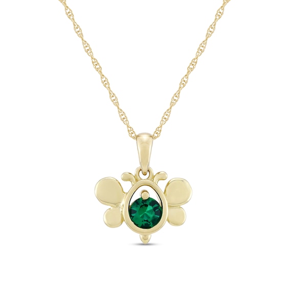4.0mm Lab-Created Emerald Bee Pendant in 10K Gold
