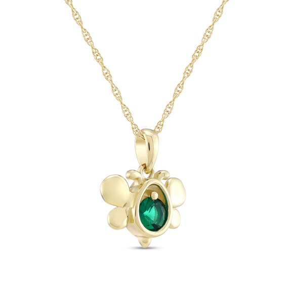 4.0mm Lab-Created Emerald Bee Pendant in 10K Gold