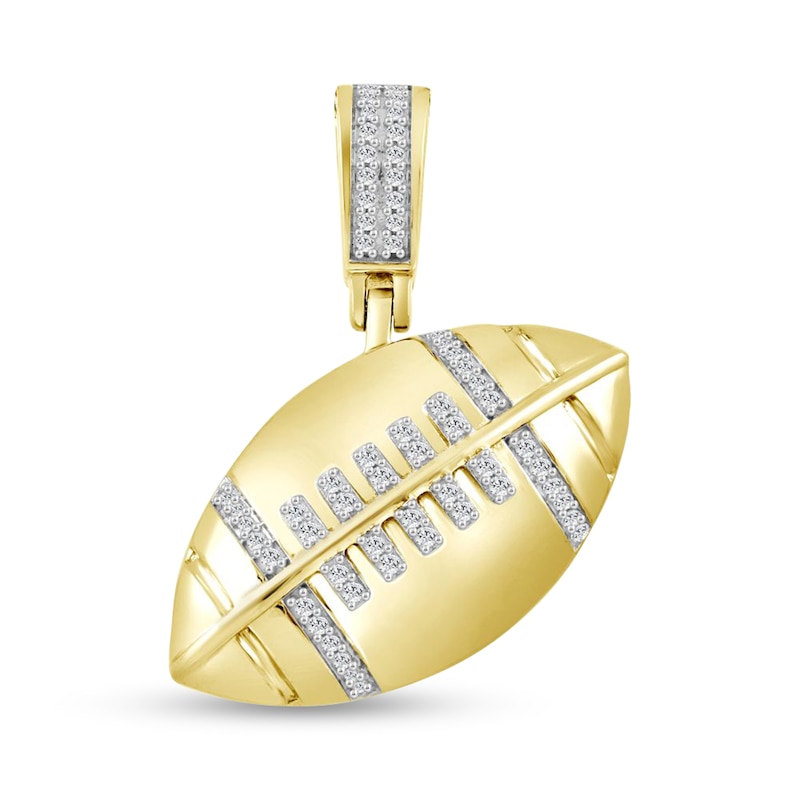 Main Image 1 of 1/6 CT. T.W. Diamond Tilted Football Necklace Charm in 10K Gold