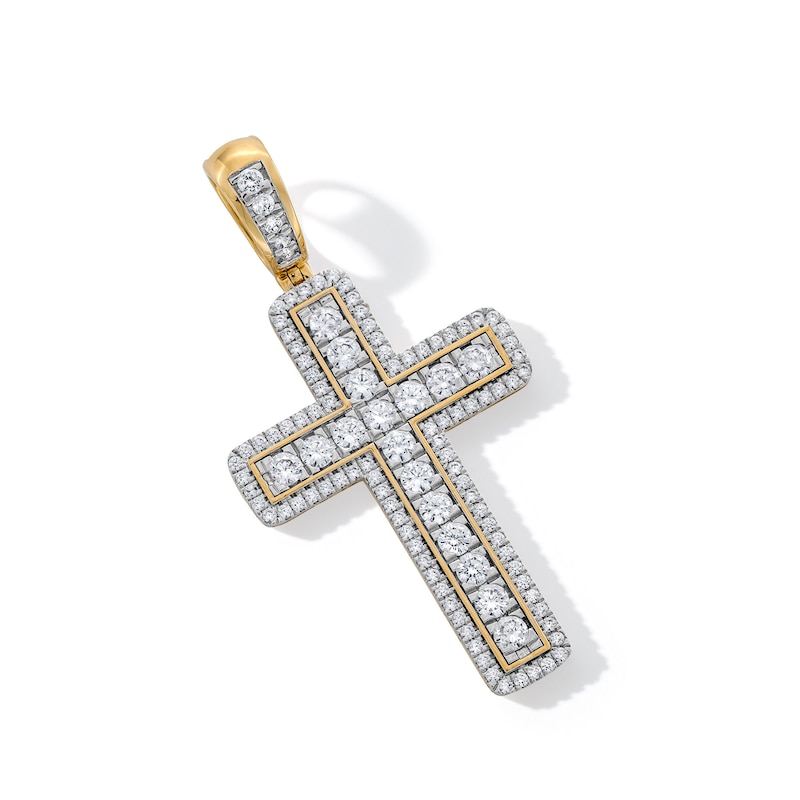 Main Image 1 of 2-1/4 CT. T.W. Certified Lab-Grown Diamond Cross Necklace Charm in 10K Gold (F/SI2)