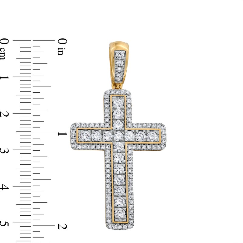 Main Image 2 of 2-1/4 CT. T.W. Certified Lab-Grown Diamond Cross Necklace Charm in 10K Gold (F/SI2)