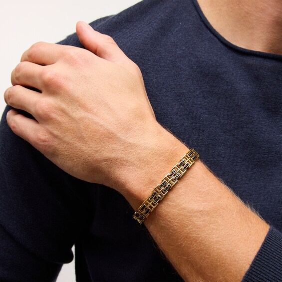 3 CT. T.w. Black Diamond Double Link Bracelet in 10K Gold - 8.5â