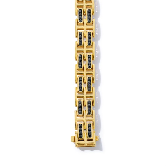 3 CT. T.w. Black Diamond Double Link Bracelet in 10K Gold - 8.5â