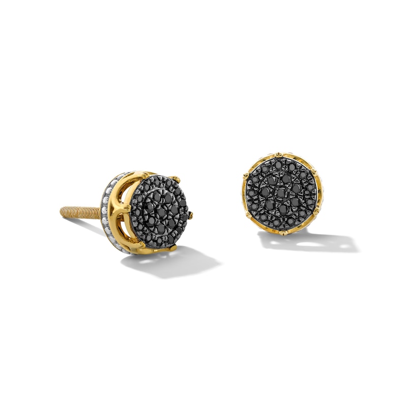 Main Image 1 of 1/6 CT. T.W. Black Multi-Diamond Stud Earrings in 10K Gold