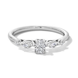 1/2 CT. T.W. Multi-Shaped Diamond Five Stone Engagement Ring in 14K White Gold