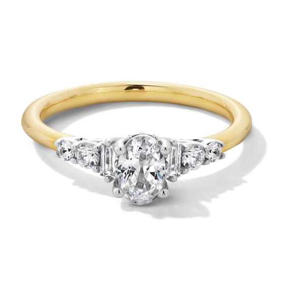 3/4 CT. T.w. Oval Diamond Collar Seven Stone Engagement Ring in 14K Gold