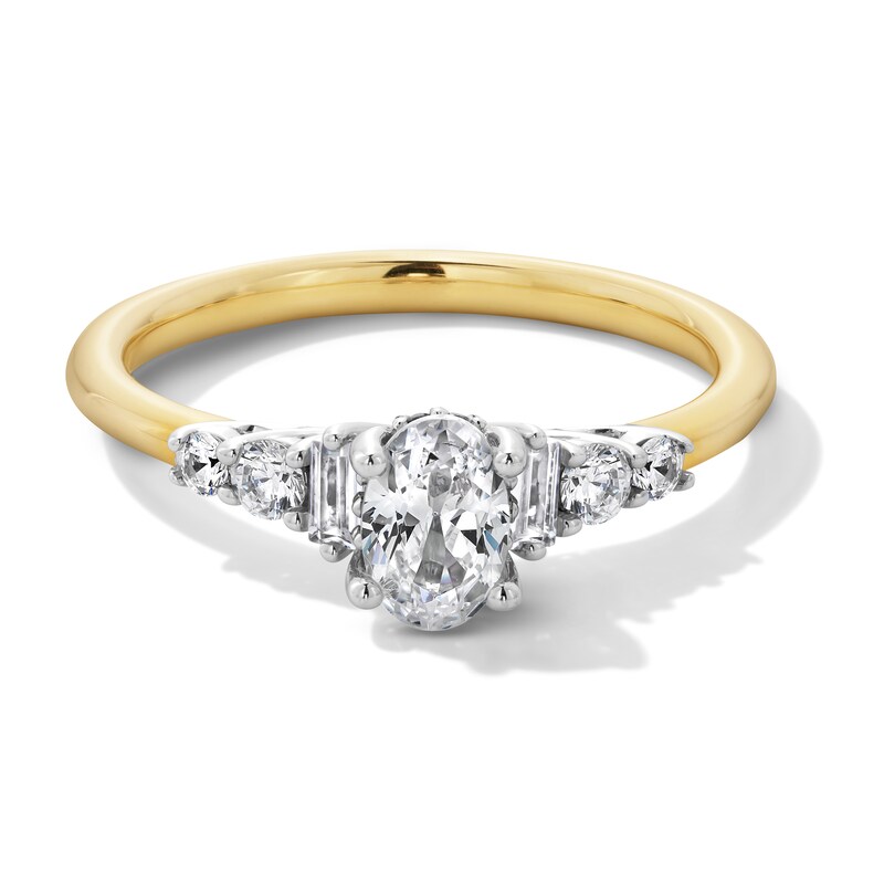 Main Image 1 of 3/4 CT. T.W. Oval Diamond Collar Seven Stone Engagement Ring in 14K Gold