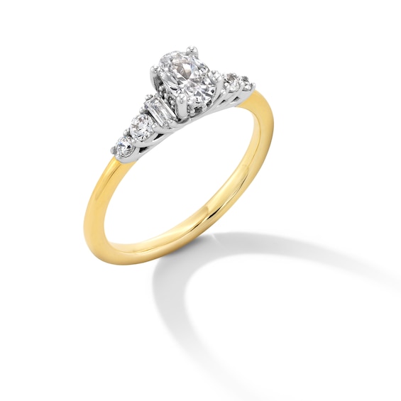 3/4 CT. T.w. Oval Diamond Collar Seven Stone Engagement Ring in 14K Gold