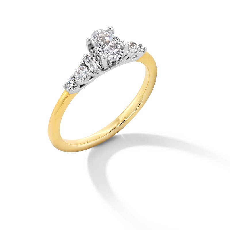 Main Image 3 of 3/4 CT. T.W. Oval Diamond Collar Seven Stone Engagement Ring in 14K Gold