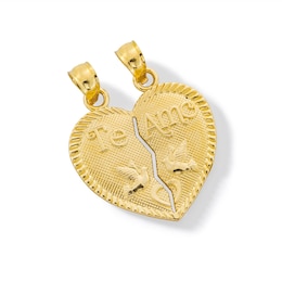 Diamond-Cut “Te Amo” Double Break-Apart Necklace Charm in Solid 14K gold