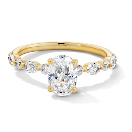 1-1/2 CT. T.W. Oval and Round Certified Diamond Alternating Shank Engagement Ring in 14K Gold (I/SI2)