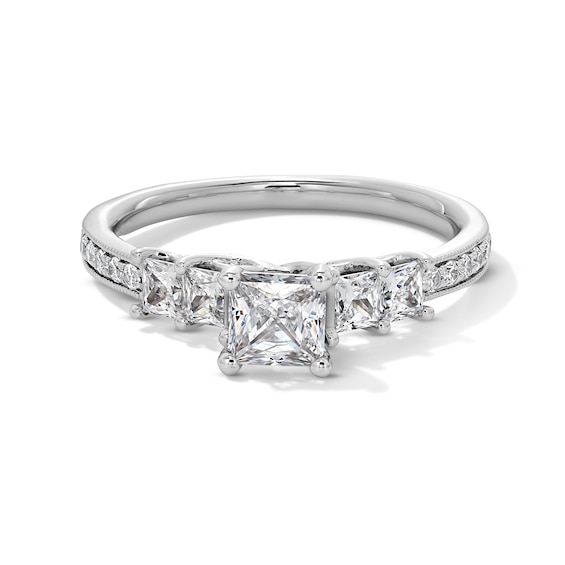1-1/4 CT. T.w. Princess-Cut Diamond Five Stone Engagement Ring in 14K White Gold