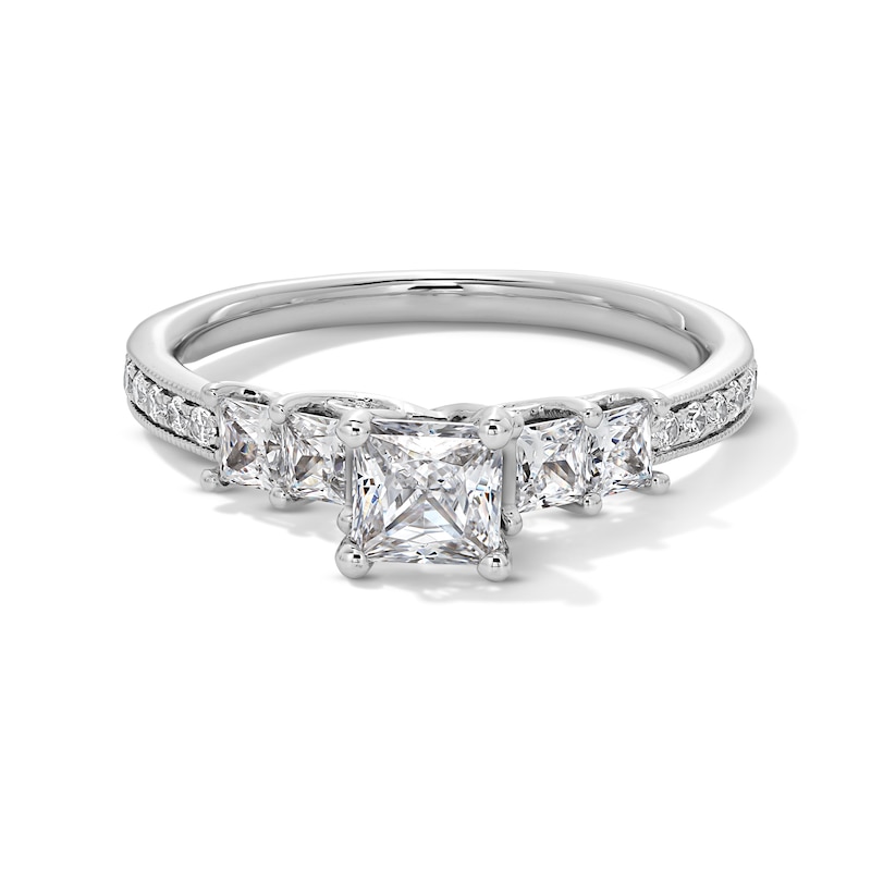 Main Image 1 of 1-1/4 CT. T.W. Princess-Cut Diamond Five Stone Engagement Ring in 14K White Gold