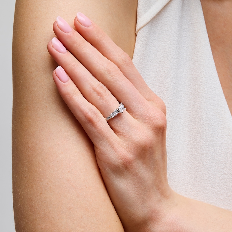 Main Image 2 of 1-1/4 CT. T.W. Princess-Cut Diamond Five Stone Engagement Ring in 14K White Gold