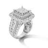 Thumbnail Image 3 of 5 CT. T.W. Princess-Cut Multi-Diamond Double Cushion Frame Multi-Row Engagement Ring in 14K White Gold