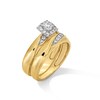 Thumbnail Image 4 of 3/8 CT. T.W. Diamond Cushion Frame Twist Wedding Ensemble in 10K Gold - Size 7 and 10