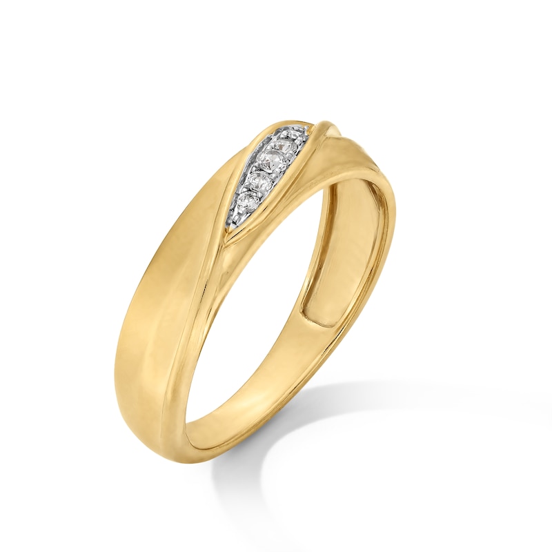 Main Image 6 of 3/8 CT. T.W. Diamond Cushion Frame Twist Wedding Ensemble in 10K Gold - Size 7 and 10