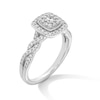Thumbnail Image 3 of 1/2 CT. T.W. Cushion-Shaped Multi-Diamond Frame Twist Shank Engagement Ring in 14K White Gold