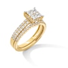 Thumbnail Image 3 of 1-1/2 CT. T.W. Quad Princess-Cut Diamond Double Row Shank Bridal Set in 14K Gold