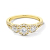 Thumbnail Image 1 of 3/4 CT. T.W. Diamond Frame Past Present Future® Bypass Multi-Row Split Shank Engagement Ring in 14K Gold