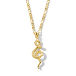 Textured Snake Pendant in Sterling Silver with 14K Gold Plate - 22”