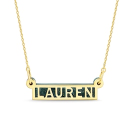 Open Name Bar Necklace in Sterling Silver and Acrylic (1 Line and Color) - 20"