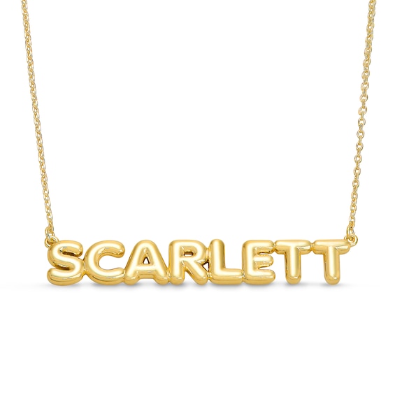 Uppercase Bubble Letters Name Necklace in Sterling Silver (1 Line)