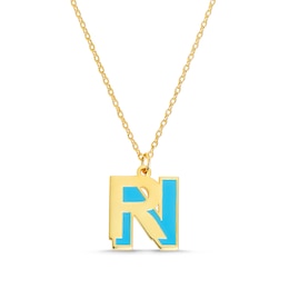 Enamel Layered Double Initial Pendant in Sterling Silver (2 Letters and 1 Color) - 20"