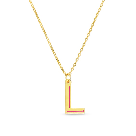 Enamel Shadow Uppercase Initial Pendant in Sterling Silver (1 Letter and Color) - 20"