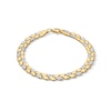 Thumbnail Image 1 of 5.0mm Diamond-Cut Leaf Stampato Link Bracelet in Hollow 10K Two-Tone Gold