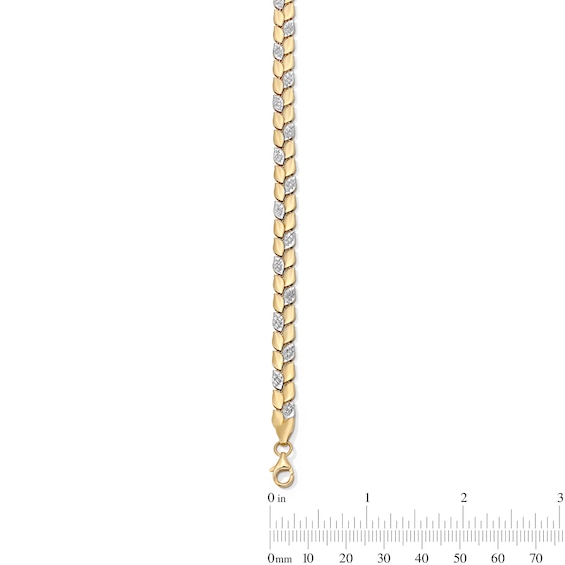 5.0mm Diamond-Cut Leaf Stampato Link Bracelet in Hollow 10K Two-Tone Gold