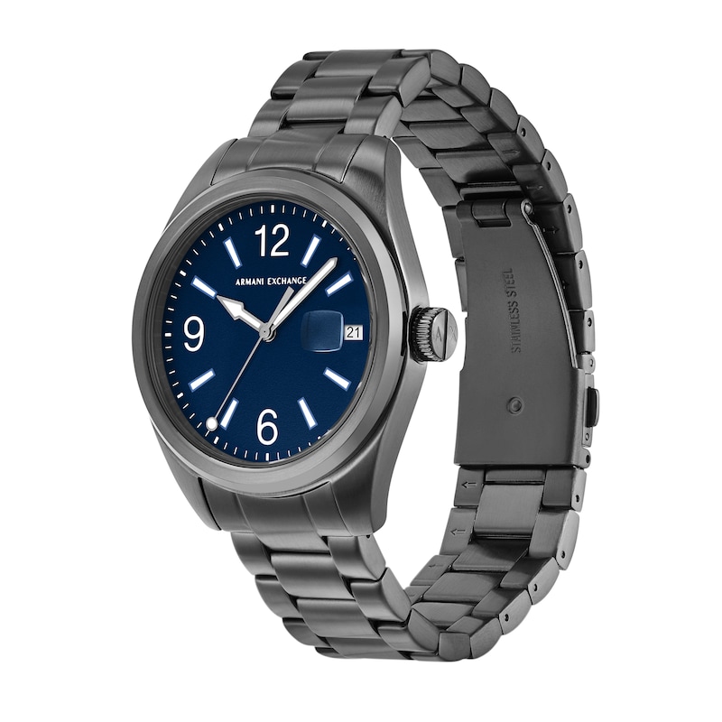Main Image 4 of Men’s Armani Exchange Gunmetal Grey IP Watch with Navy Blue Dial (Model: AX1421)