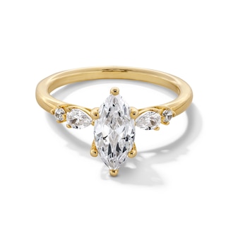 1-1/4 CT. T.W. Certified Marquise-Cut & Pear-Shaped Lab-Grown Diamond Five-Stone Engagement Ring in 14K Gold (F/VS2)