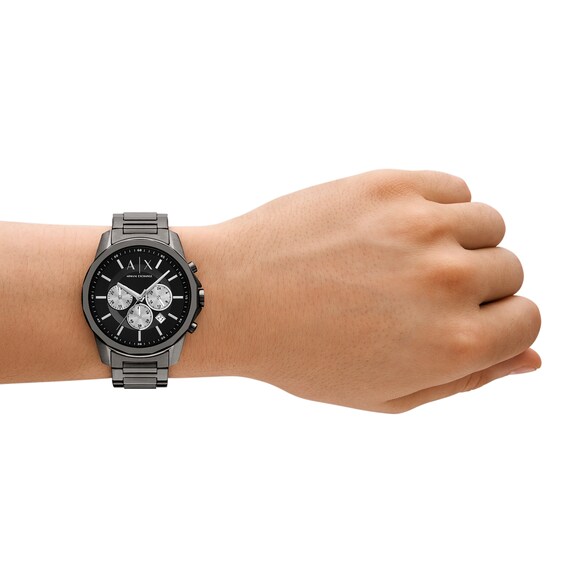 Menâs Armani Exchange Gunmetal Grey IP Chronograph Watch with Black Dial (Model: Ax1765)