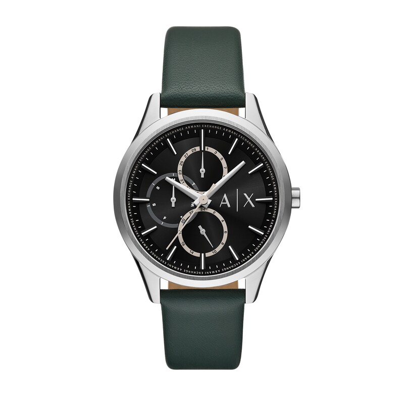 Main Image 1 of Men’s Armani Exchange Dante Green Leather Strap Watch with Black Dial (Model: AX1883)